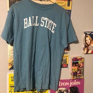 oversized sky blue ball state university t-shirt